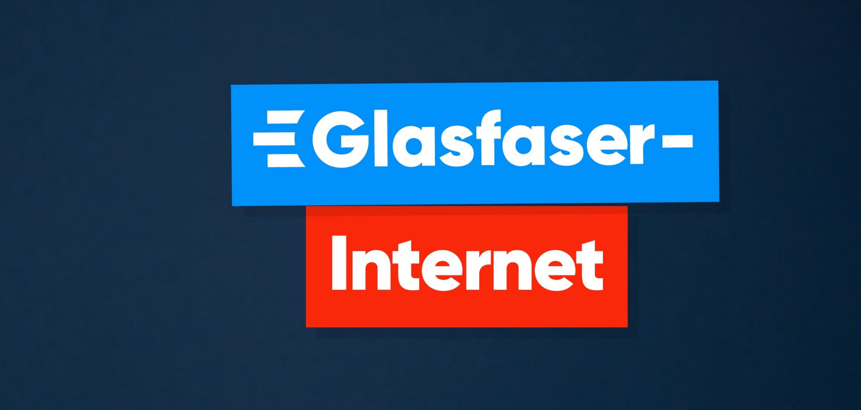Glasfaser-Tarife Angebot Dunkelblauer Hintergrund mit blauem und roten Balken Glasfaser-Internet